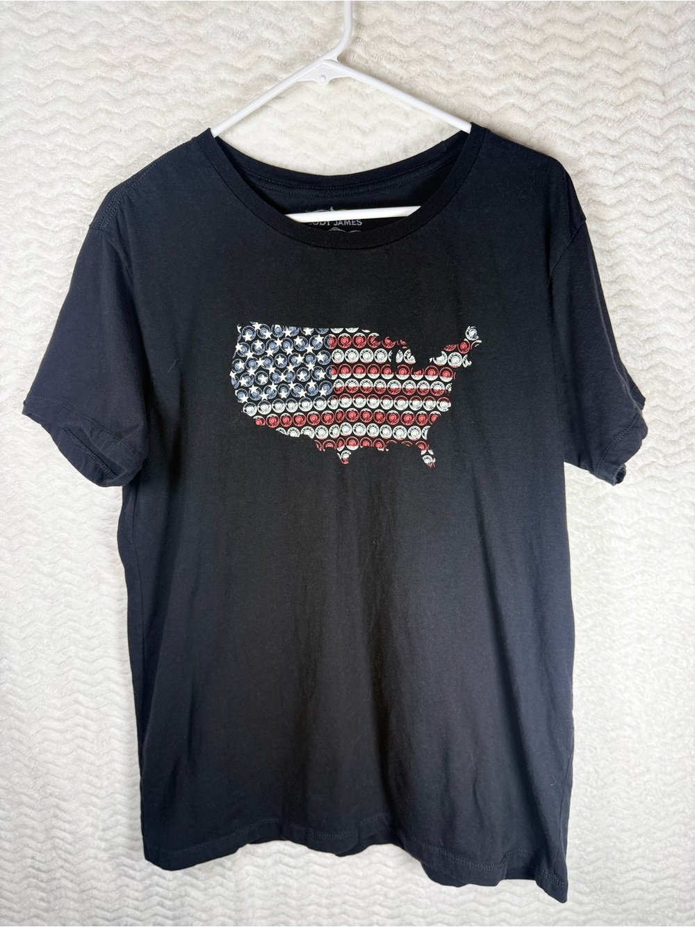 Cody James Black Graphic Tee - Size L features a graphic of the United States